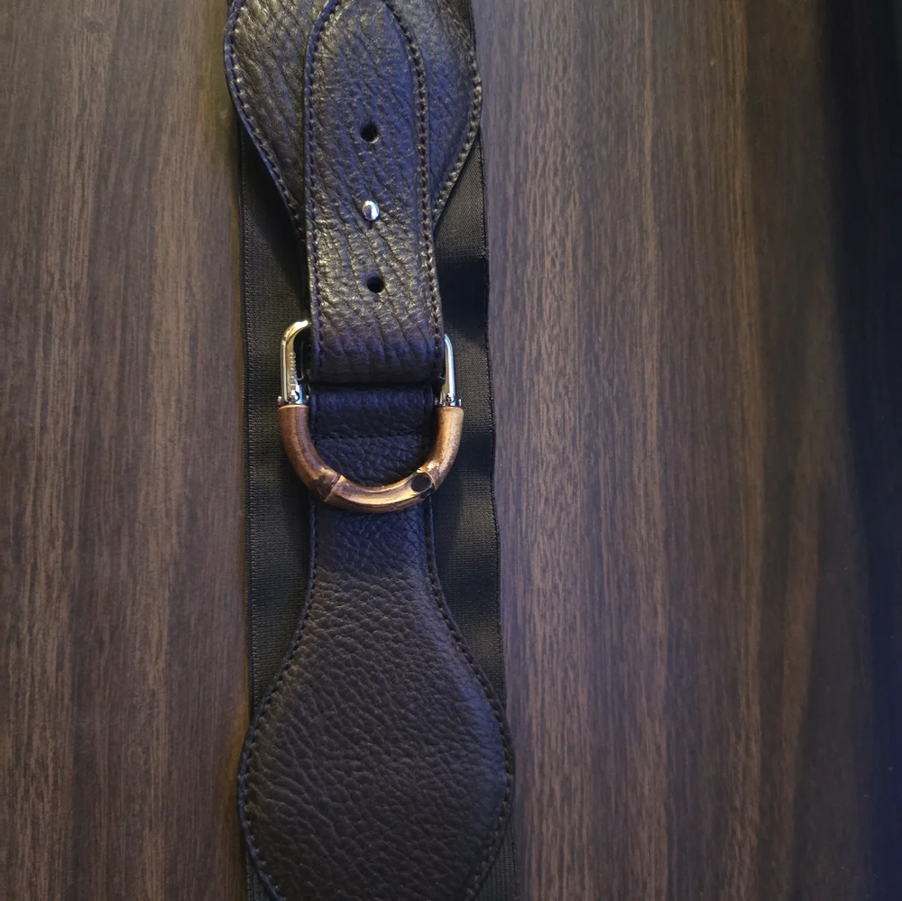 Gucci Tobacco brown bamboo calfskin and fabric belt